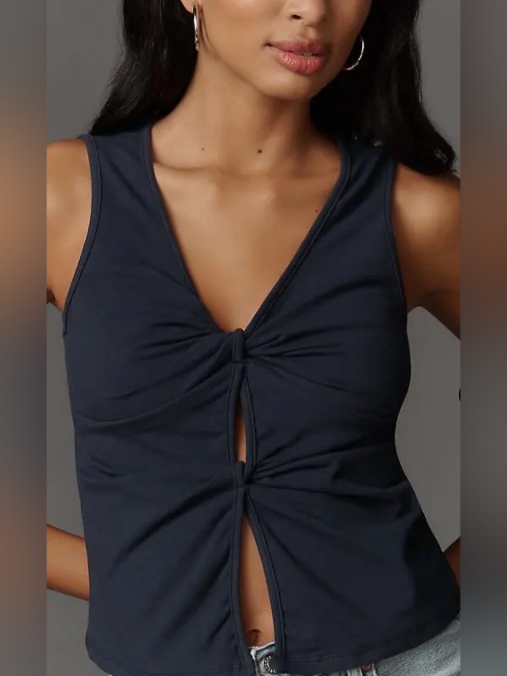 Reformation Tefi Knit Black Sleeveless Tank Twist Cut-out Knot XL
